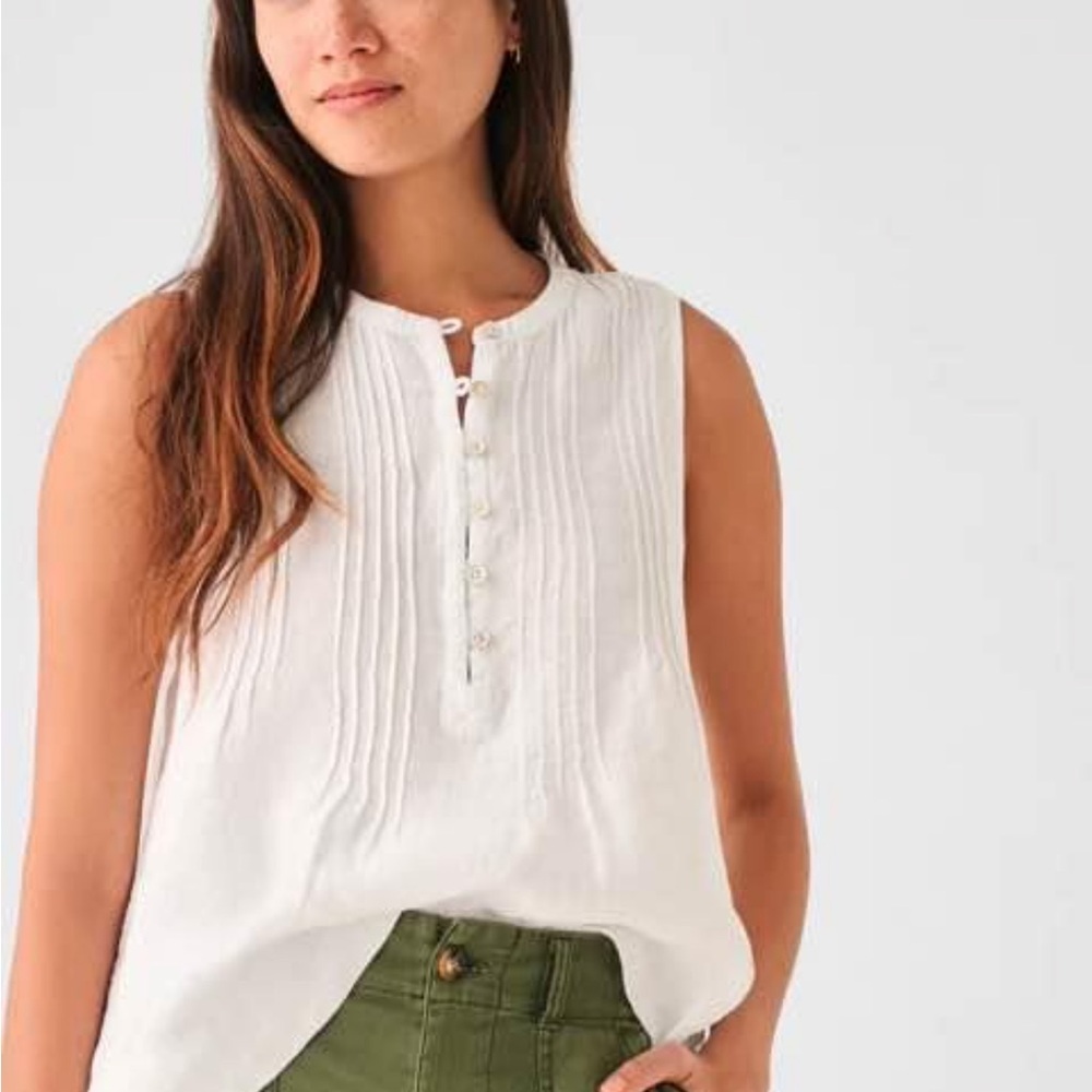 Faherty White Sleeveless Women's Top pure linen